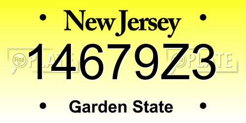 14679Z3 New Jersey License Plate
