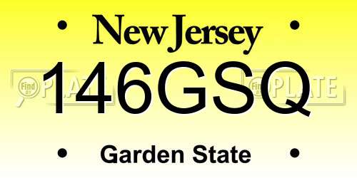 146GSQ New Jersey License Plate