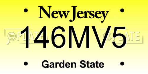 146MV5 New Jersey License Plate