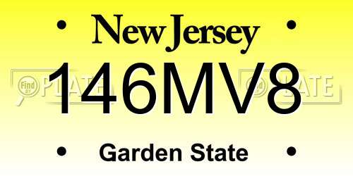 146MV8 New Jersey License Plate