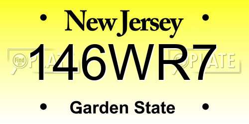 146WR7 New Jersey License Plate
