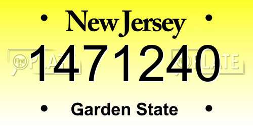 1471240 New Jersey License Plate