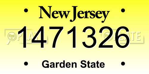 1471326 New Jersey License Plate