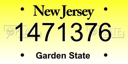 1471376 New Jersey License Plate