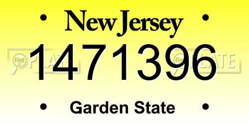 1471396 New Jersey License Plate