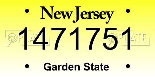 1471751 New Jersey License Plate