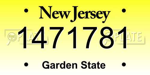 1471781 New Jersey License Plate