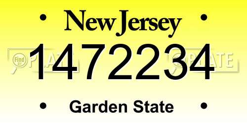 1472234 New Jersey License Plate