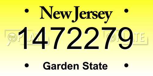 1472279 New Jersey License Plate