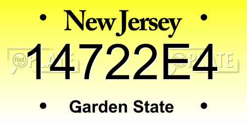 14722E4 New Jersey License Plate