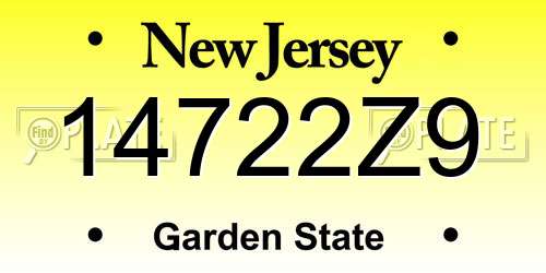14722Z9 New Jersey License Plate
