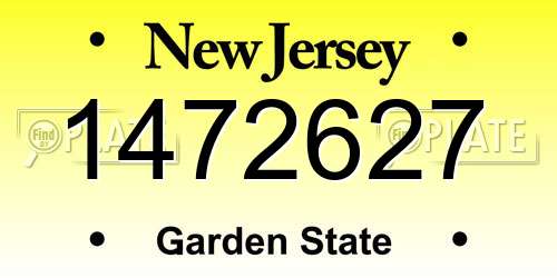 1472627 New Jersey License Plate