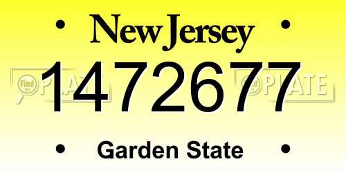 1472677 New Jersey License Plate