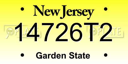 14726T2 New Jersey License Plate