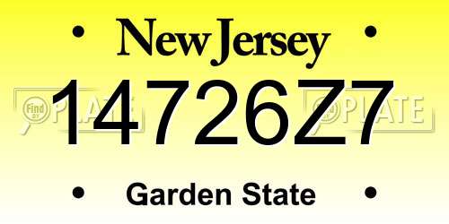 14726Z7 New Jersey License Plate