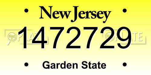 1472729 New Jersey License Plate