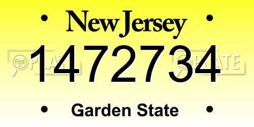 1472734 New Jersey License Plate