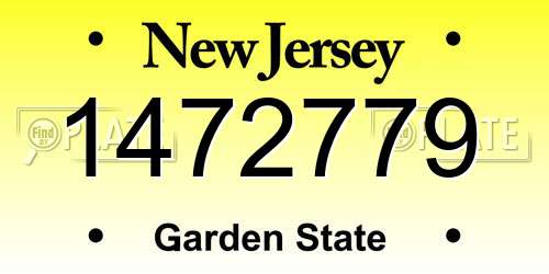 1472779 New Jersey License Plate