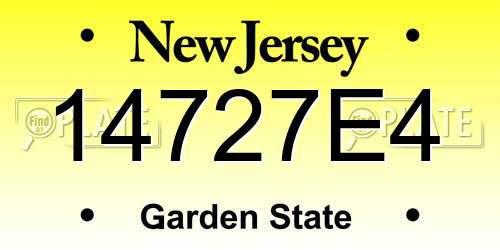 14727E4 New Jersey License Plate