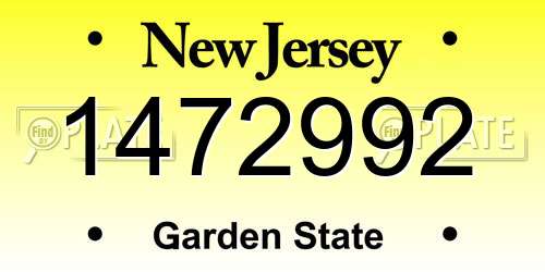 1472992 New Jersey License Plate