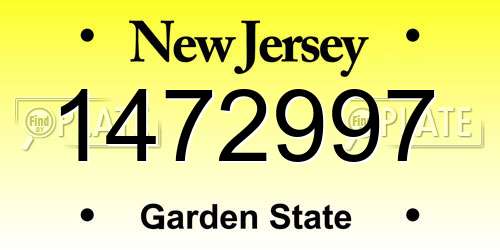 1472997 New Jersey License Plate