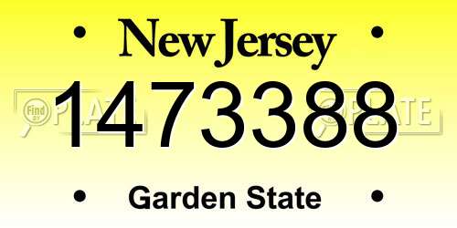 1473388 New Jersey License Plate