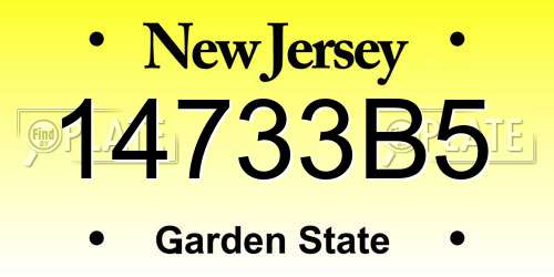 14733B5 New Jersey License Plate