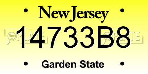 14733B8 New Jersey License Plate
