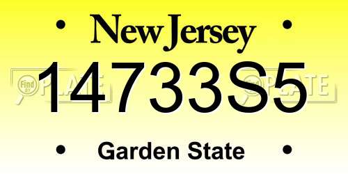 14733S5 New Jersey License Plate