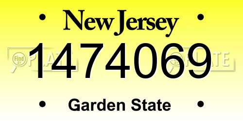 1474069 New Jersey License Plate