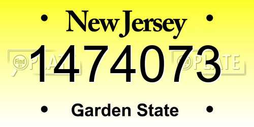 1474073 New Jersey License Plate