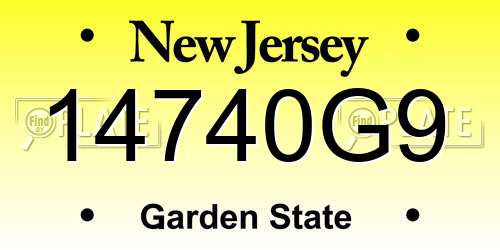 14740G9 New Jersey License Plate