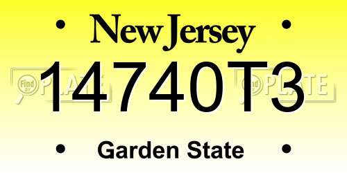 14740T3 New Jersey License Plate