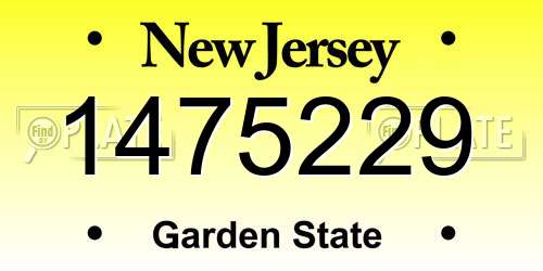 1475229 New Jersey License Plate