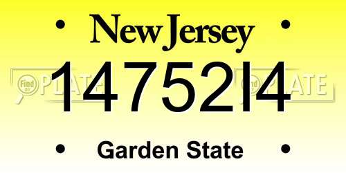 14752I4 New Jersey License Plate