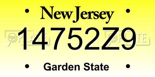 14752Z9 New Jersey License Plate