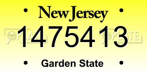 1475413 New Jersey License Plate