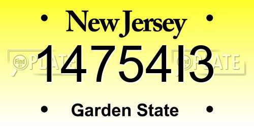 14754I3 New Jersey License Plate