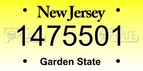 1475501 New Jersey License Plate