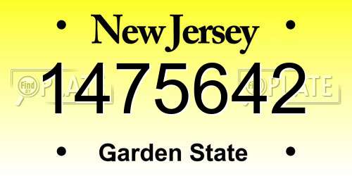 1475642 New Jersey License Plate