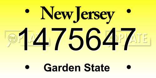 1475647 New Jersey License Plate