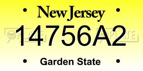 14756A2 New Jersey License Plate