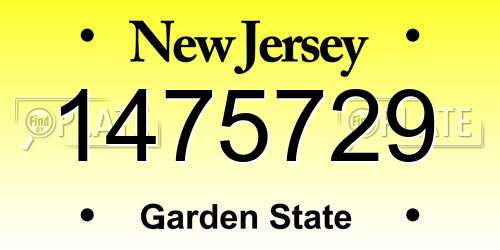 1475729 New Jersey License Plate