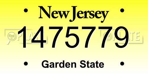 1475779 New Jersey License Plate
