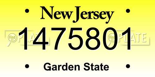 1475801 New Jersey License Plate