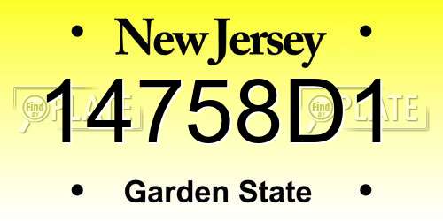14758D1 New Jersey License Plate