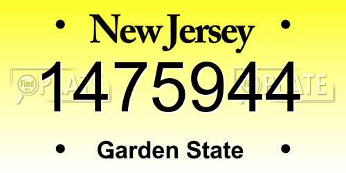 1475944 New Jersey License Plate