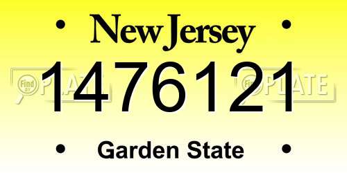 1476121 New Jersey License Plate