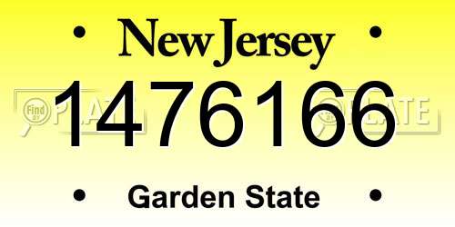 1476166 New Jersey License Plate