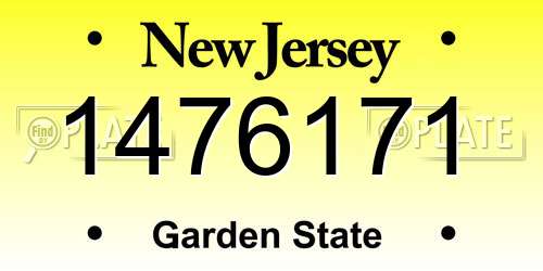 1476171 New Jersey License Plate